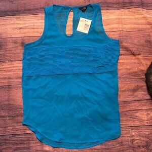 G by Guess Teal Pleated Sheer Tank Top Blouse - Keyhole Back - Size M